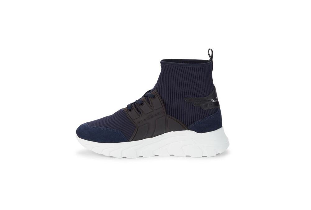 $595 NIB John Richmond Rib-Knit High-Top Sock Navy Sneakers Shoes Size 12